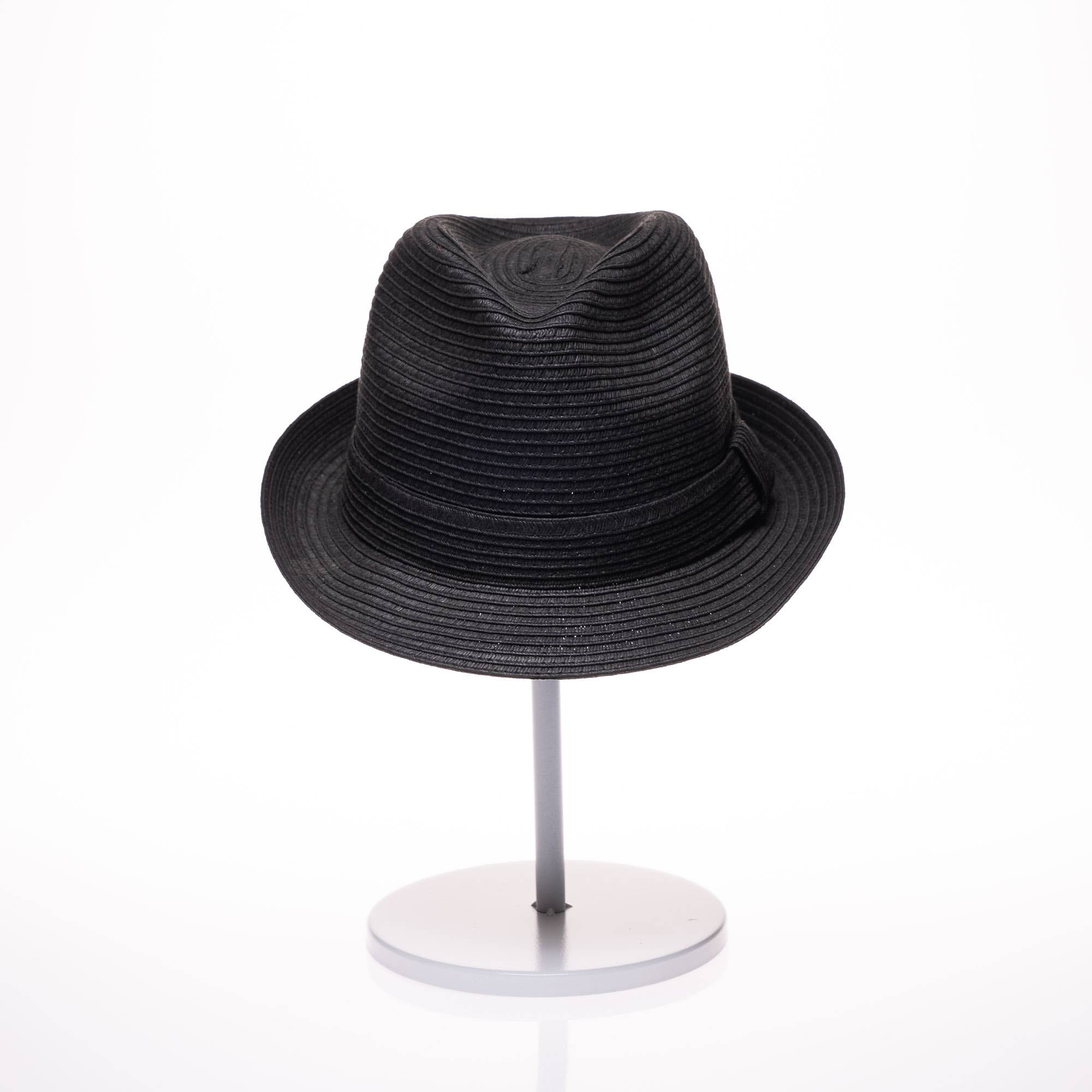 201137 SEWN PAPER FEDORA WITH BLACK TRIM - Couture by Ava Belinda