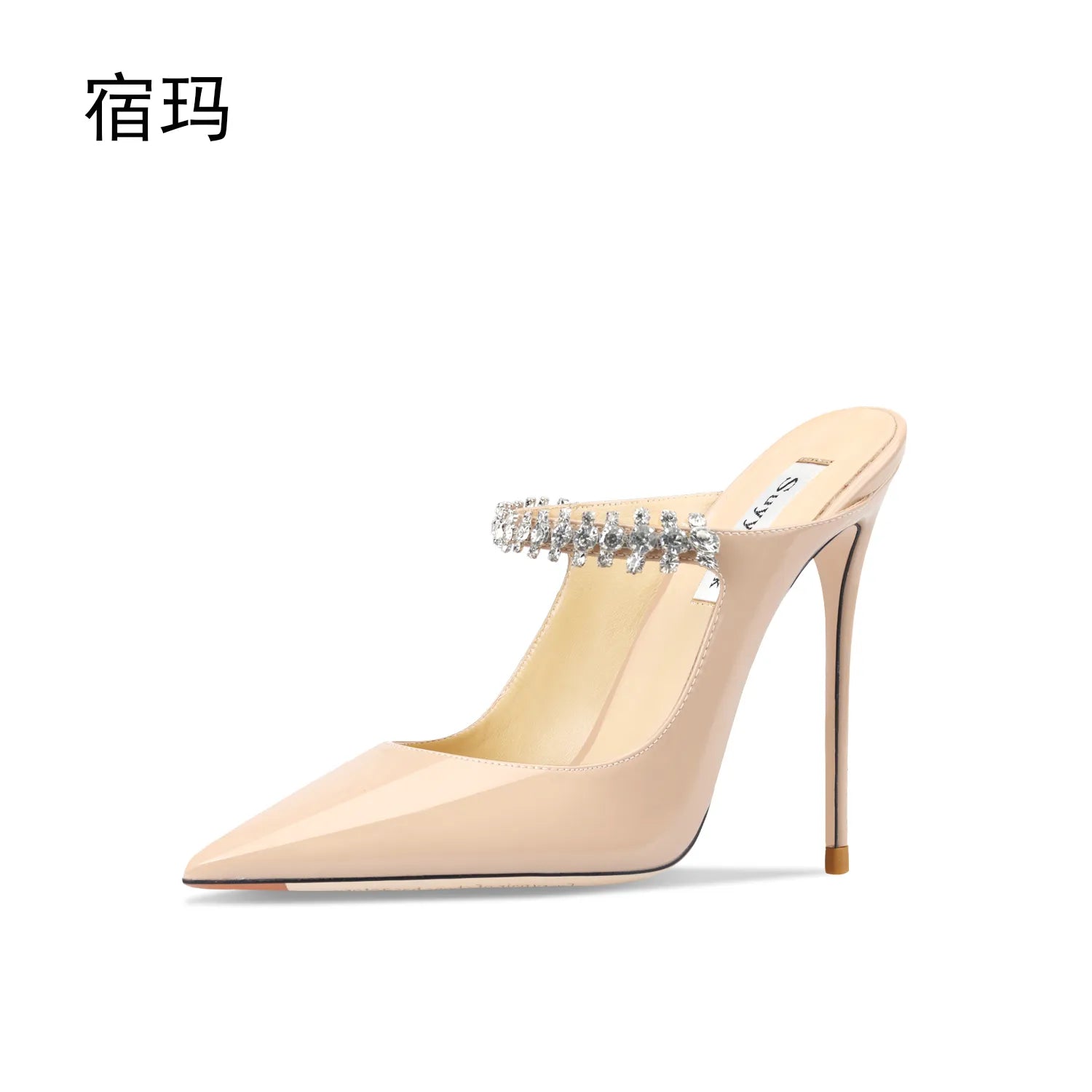 2023 Summer Women Sandals High Heel Slippers Crystal Decoration Pointed Toe Back Strap Elastic Band Elegant Fashion Shoes Ladies - Couture by Ava Belinda