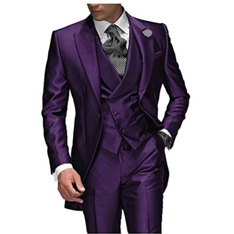 3 Piece Peaked Lapel One Button Tuxedo Suit - Couture by Ava Belinda