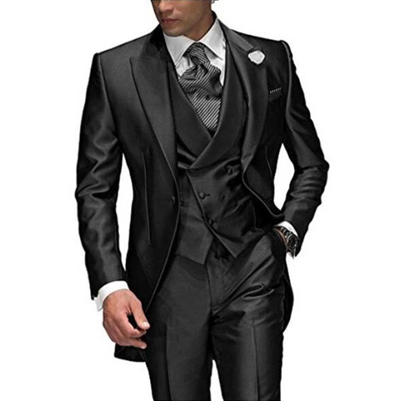 3 Piece Peaked Lapel One Button Tuxedo Suit - Couture by Ava Belinda