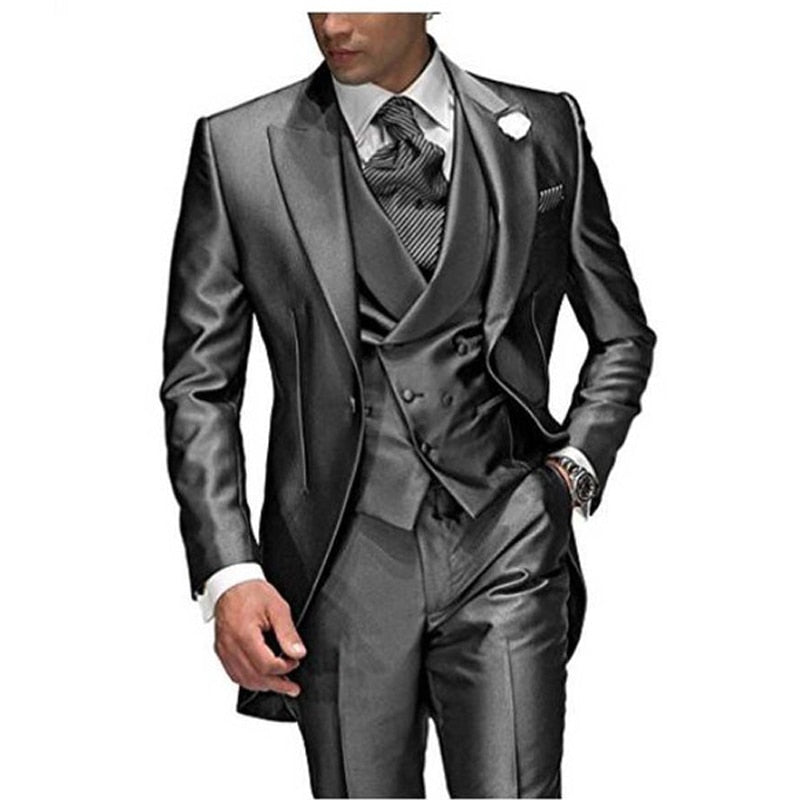 3 Piece Peaked Lapel One Button Tuxedo Suit - Couture by Ava Belinda