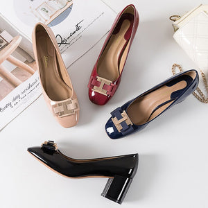 Classic Bowknot Chunky Heel Shoes