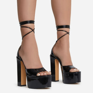 Lace Up Platform Thick High Heel Shoes