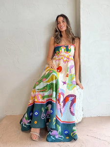 Animal Print Spaghetti Straps Summer Dress
