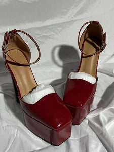 High Heels Patent Leather Platform Shoes