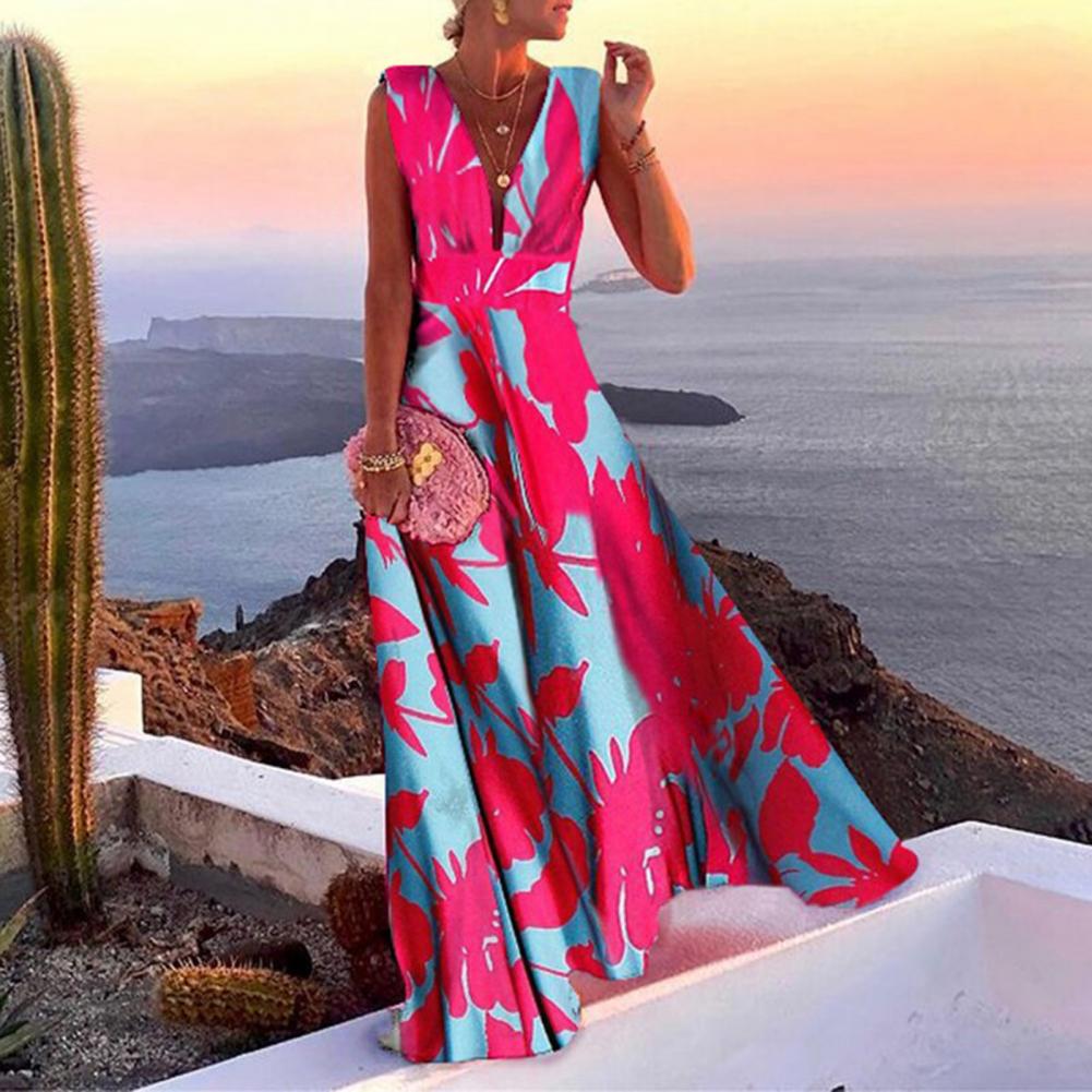 Trendy Summer Fashion Print Maxi Dress