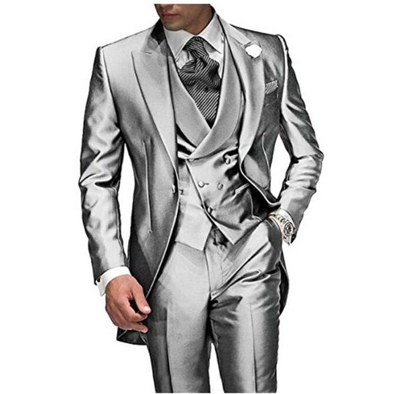 3 Piece Peaked Lapel One Button Tuxedo Suit