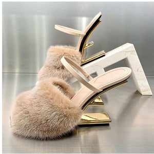 High Heel Riveted Open-back Shoes