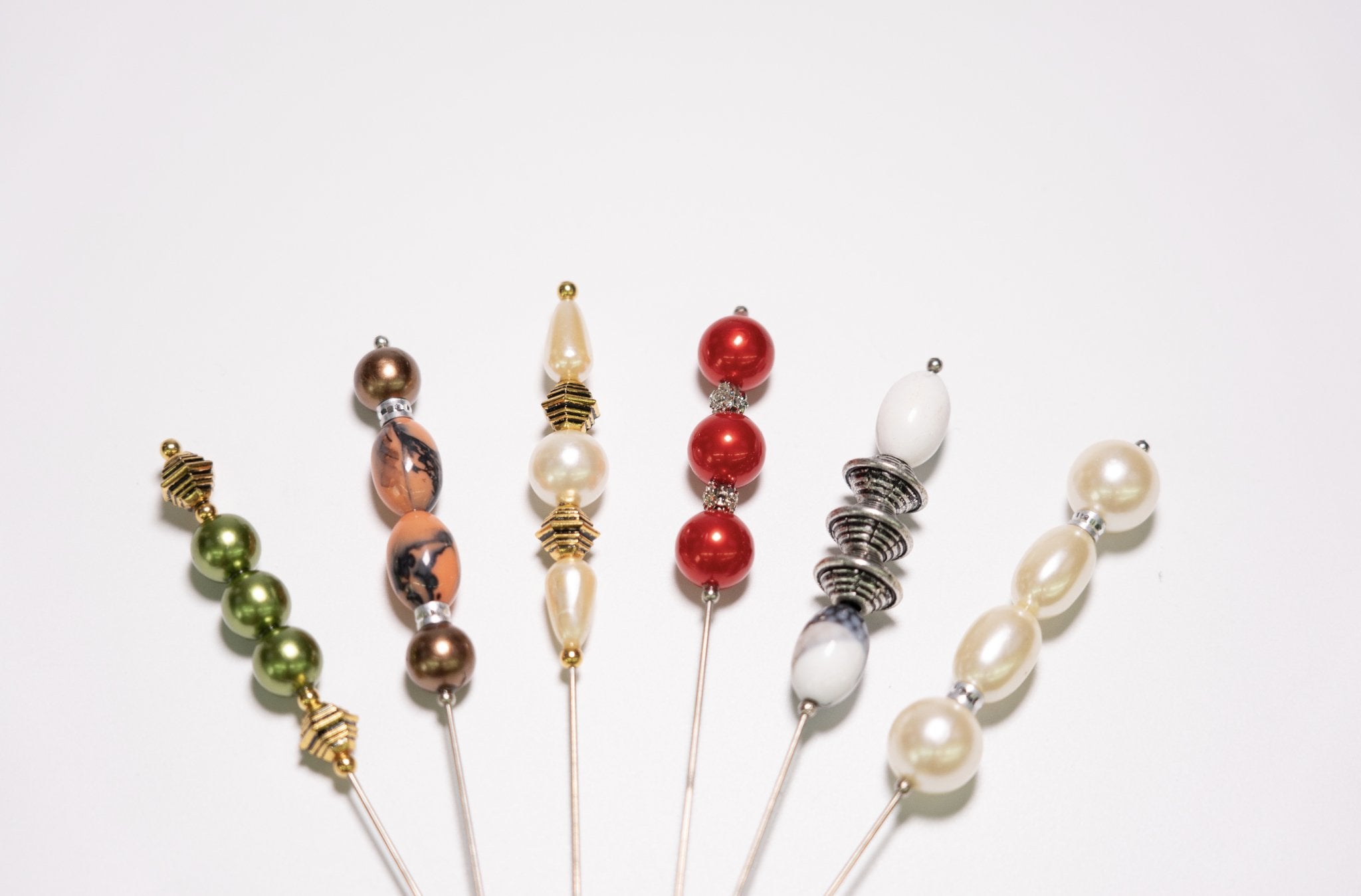 A4000 - 028 6 Pieces 7'' Assorted Colors Beads Hat Pin Set - Couture by Ava Belinda