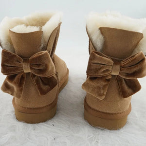 Big Bow Women Genuine Sheepskin Ankle Boots - Couture by Ava Belinda