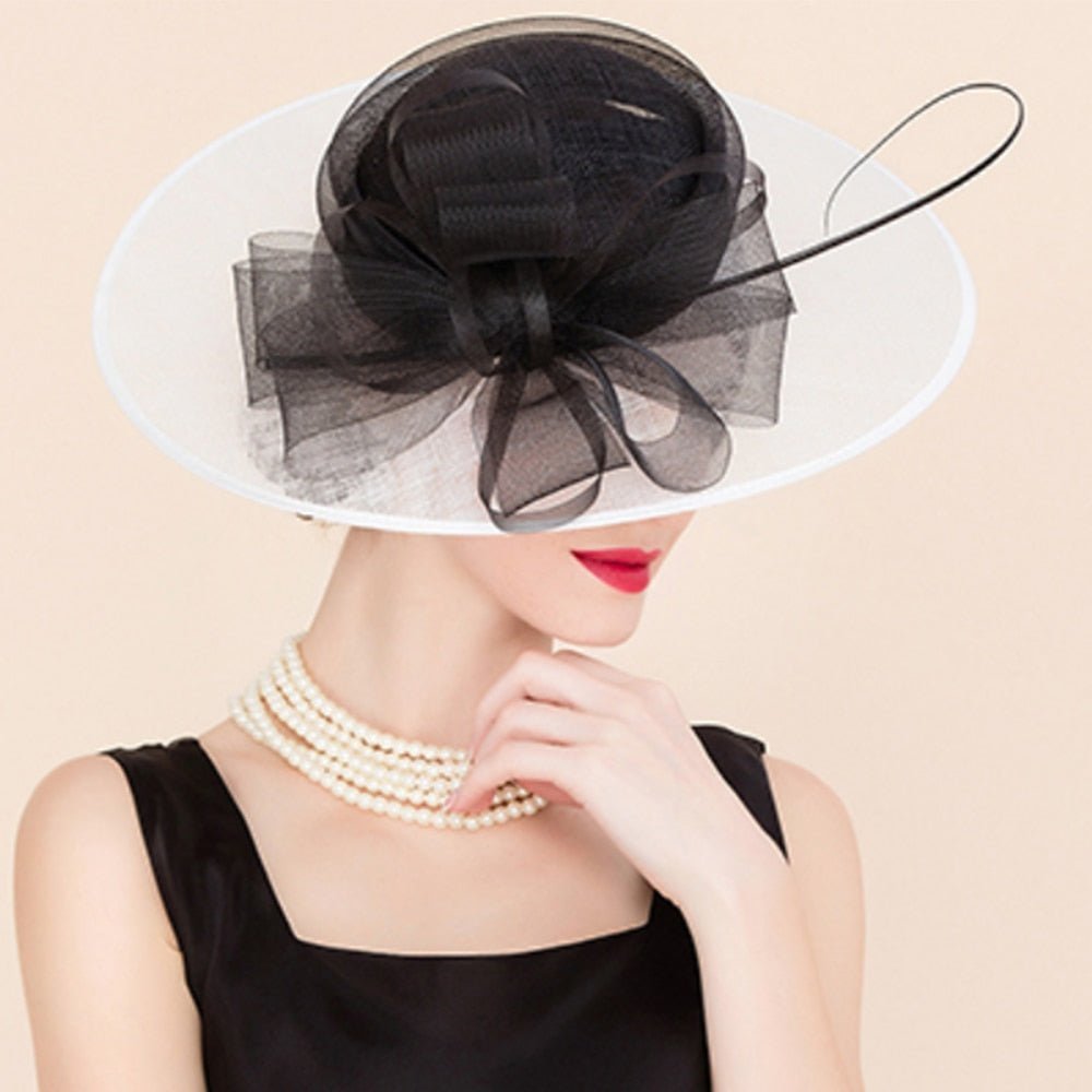 Black And White Patchwork Sinamay Fascinator - Couture by Ava Belinda