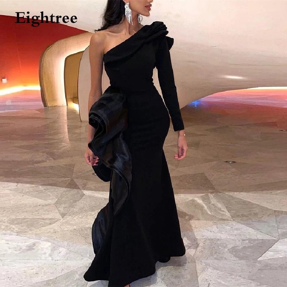 Black One Sleeve Long Evening Dress - Couture by Ava Belinda