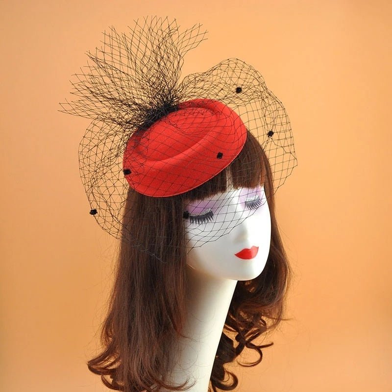 Black Veil Retro Fascinator - Couture by Ava Belinda