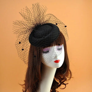 Black Veil Retro Fascinator - Couture by Ava Belinda