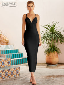 Bodycon V Neck Spaghetti Strap Long Dresses - Couture by Ava Belinda