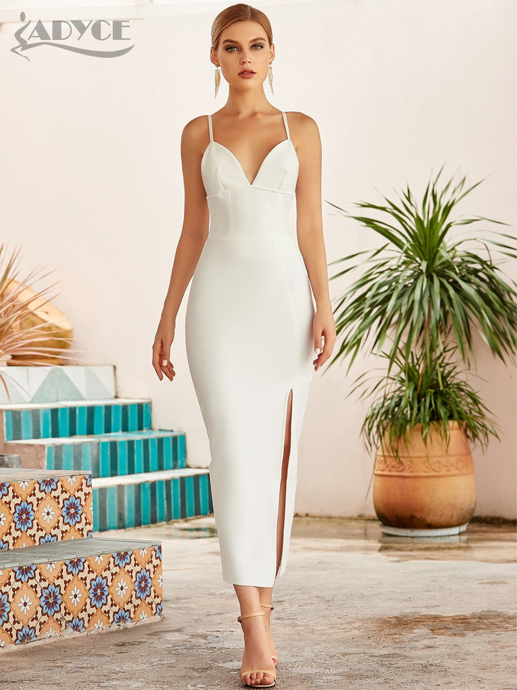 Bodycon V Neck Spaghetti Strap Long Dresses - Couture by Ava Belinda