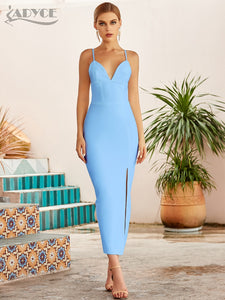 Bodycon V Neck Spaghetti Strap Long Dresses - Couture by Ava Belinda