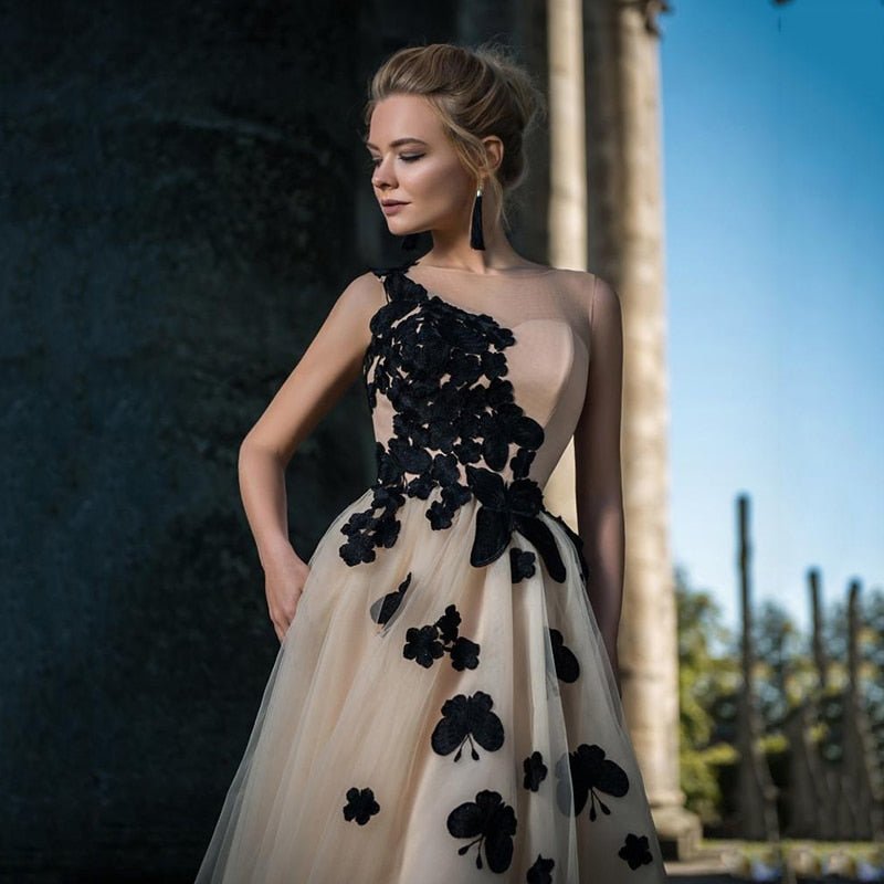 Butterfly Lace Appliques A - Line Dress - Couture by Ava Belinda