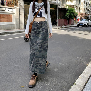 Camouflage Print Long Cargo Skirt - Couture by Ava Belinda