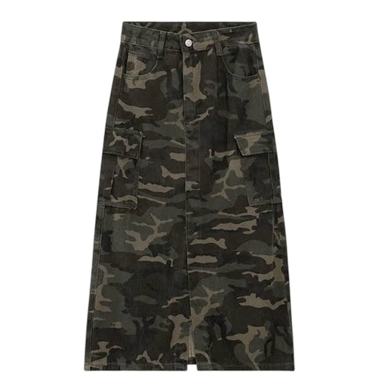 Camouflage Print Long Cargo Skirt - Couture by Ava Belinda