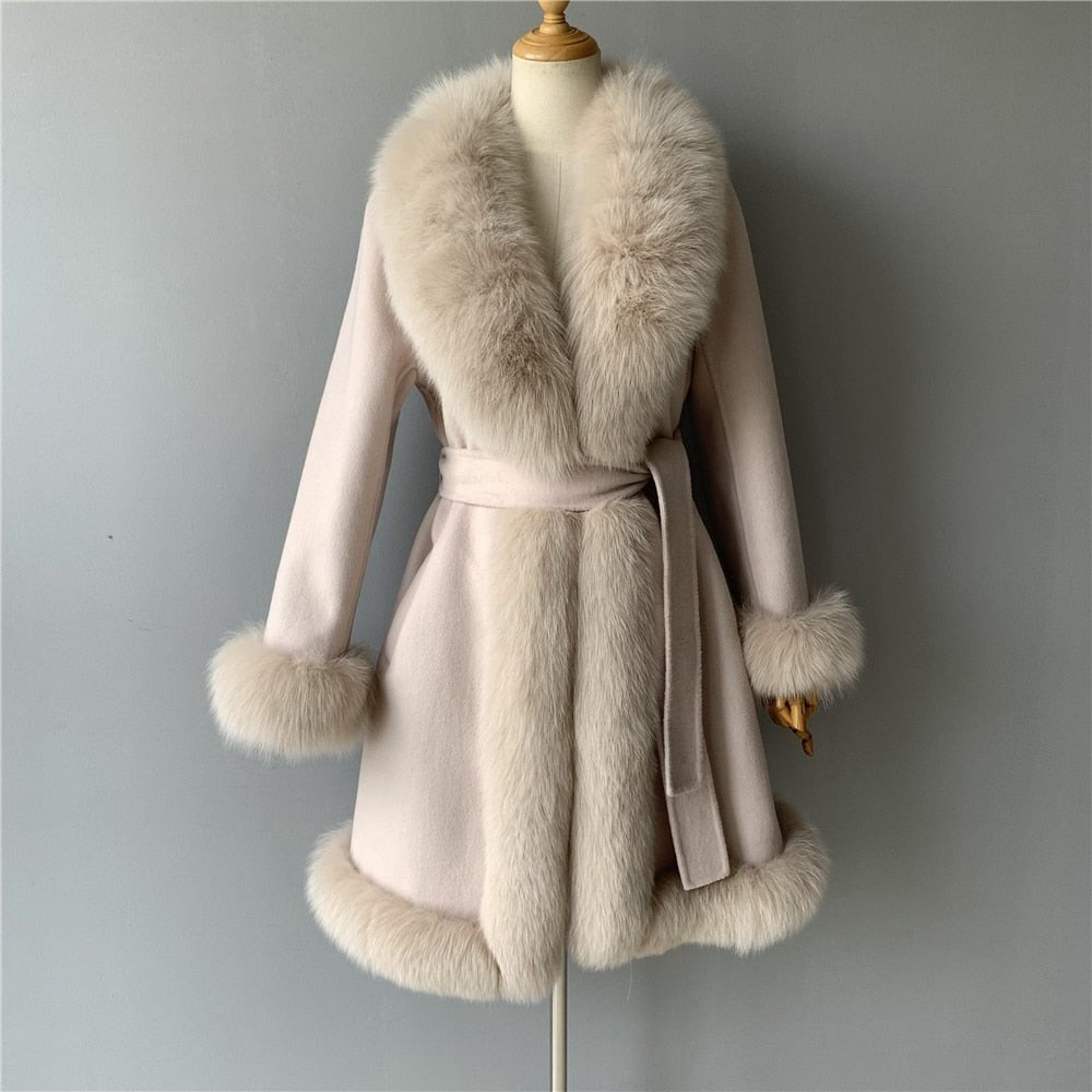 Cashmere Luxury Coat With Fox Fur Trim - Couture by Ava Belinda