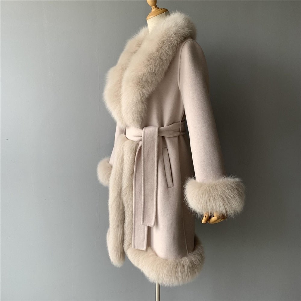 Cashmere Luxury Coat With Fox Fur Trim - Couture by Ava Belinda