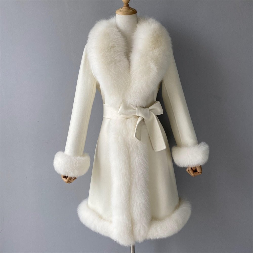 Cashmere Luxury Coat With Fox Fur Trim - Couture by Ava Belinda