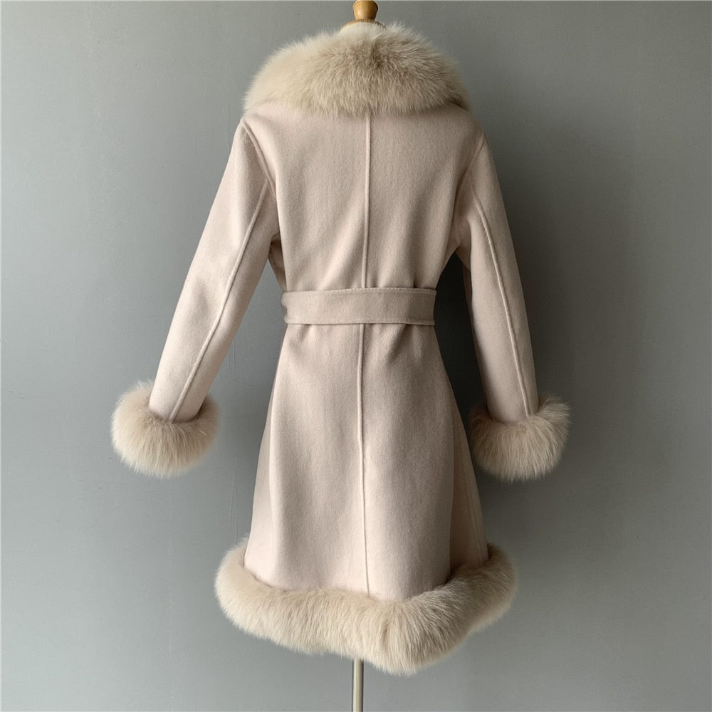 Cashmere Luxury Coat With Fox Fur Trim - Couture by Ava Belinda