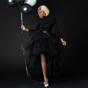 Chic Black Puffy High Low Tutu Skirt - Couture by Ava Belinda