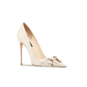 Classic Pointed Toe With Big Flower High Heel Pumps - Couture by Ava Belinda