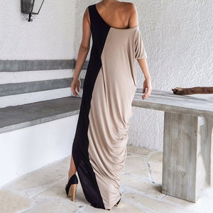 Contrast Panel Loose Off Shoulder Maxi Dress - Couture by Ava Belinda