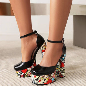 Dressy High Heel Thick Platform Pumps - Couture by Ava Belinda