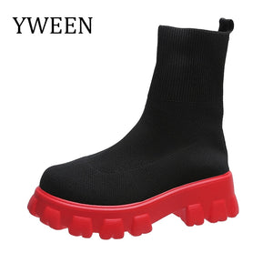 Women's Thick-soled Casual Knitted Short Boots