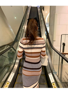 Striped Knitted Sweater Dress