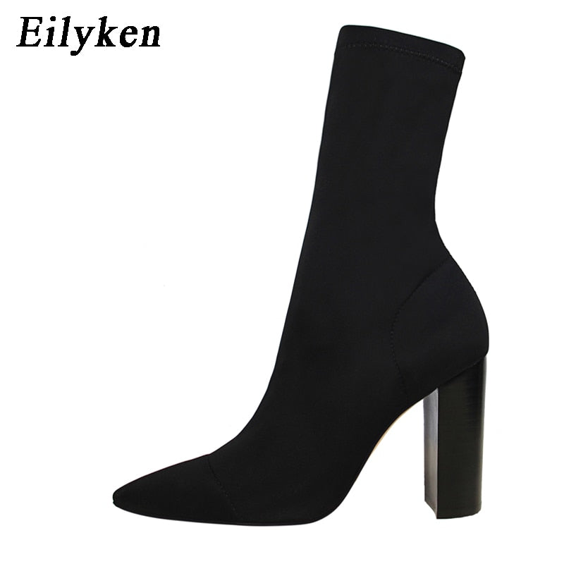 Square High Heel Ankle Stretch Boots