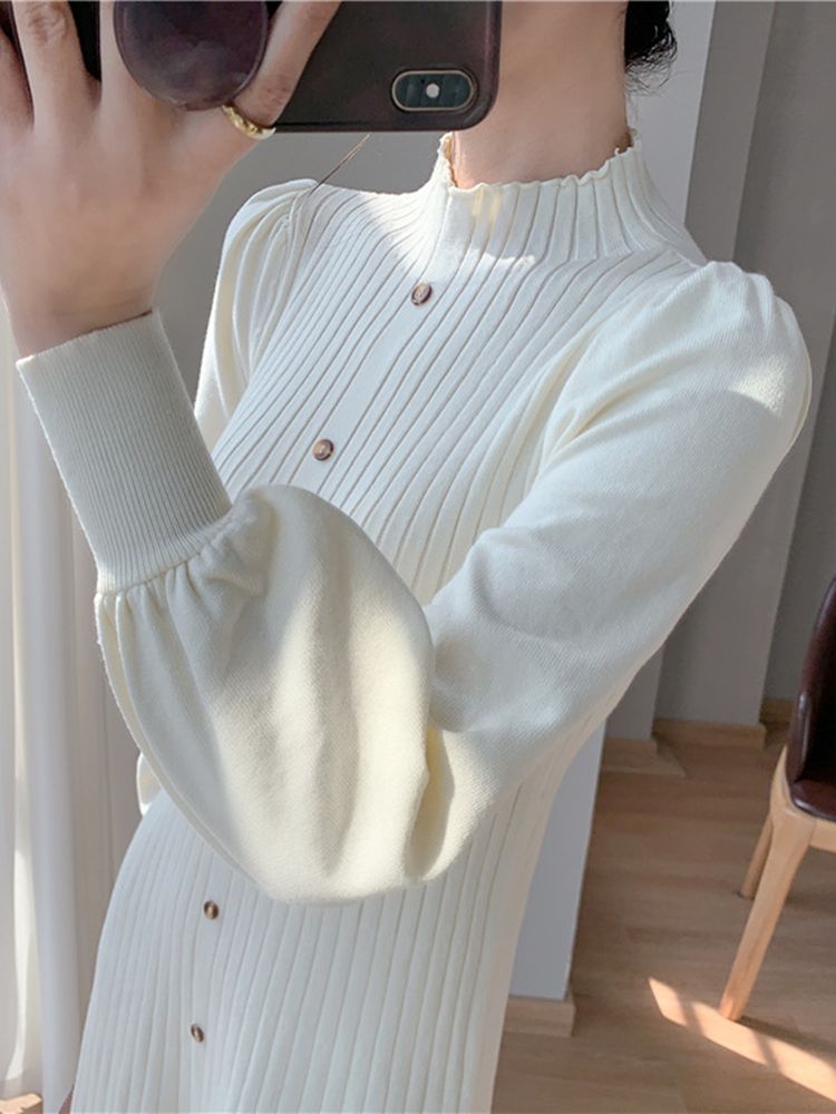 Elegant Midi Knitted Sweater Dress