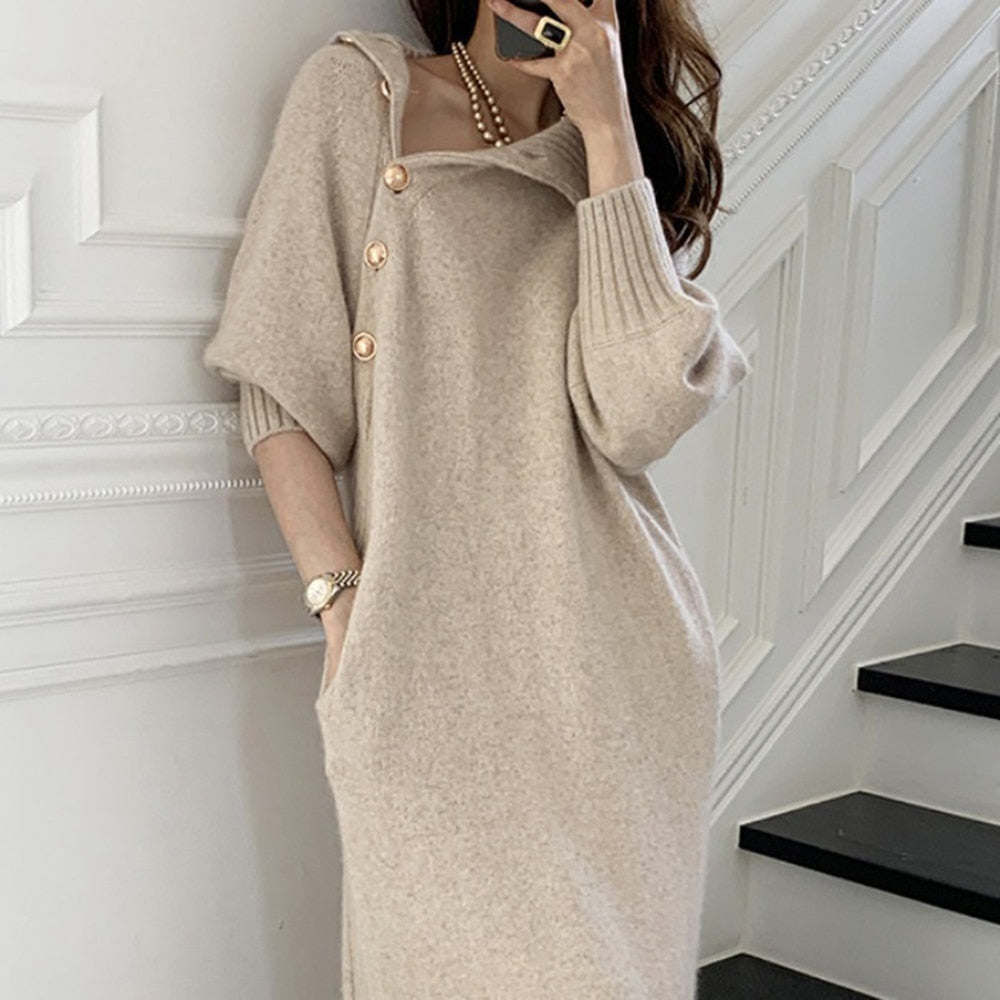 Loose Knitted Sweater Casual Dress