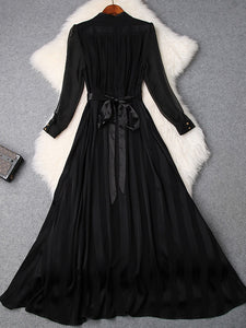Elegant Long Sleeve Chiffon A-Line Maxi Dress