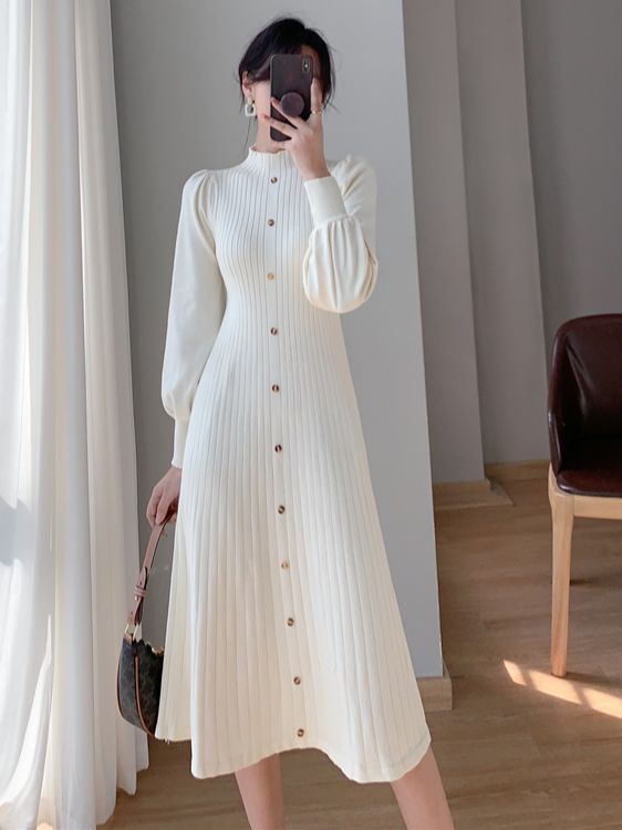 Elegant Midi Knitted Sweater Dress