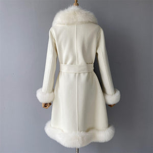Cashmere Luxury Coat With Fox Fur Trim