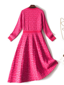 Geometric Patterns Knitted Sweater Dress