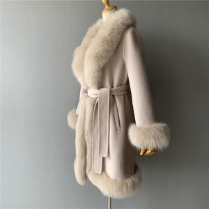 Cashmere Luxury Coat With Fox Fur Trim