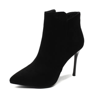 High Heeled Short Pointed Toe Boots