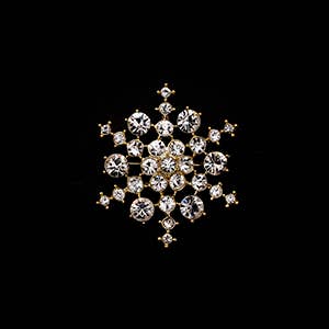 AS8013 Crystal Clear Rhinestone Snowflake Gold Tone Brooch