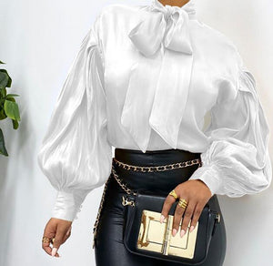 Ruffled Vintage Style Stand Collar Long Sleeve Shirt Blouse