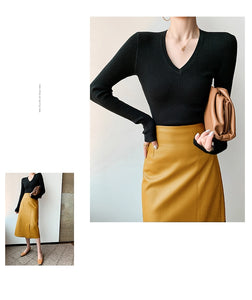 Faux Leather Midi skirt