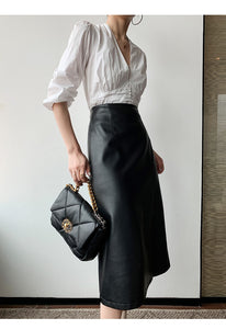 Faux Leather Midi skirt