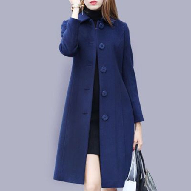 British Style Single Breasted Woolen Coat