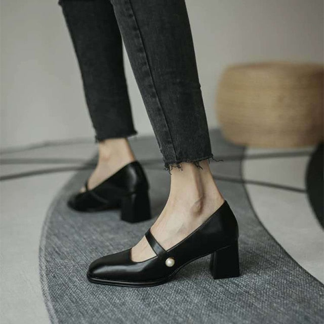 Patent Mary Jane Style Ladies Low Heel Shoes