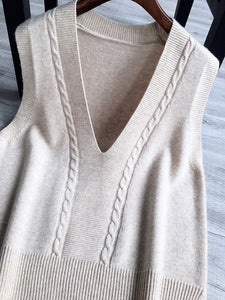 Pure Wool Cashmere Women V-Neck Vest